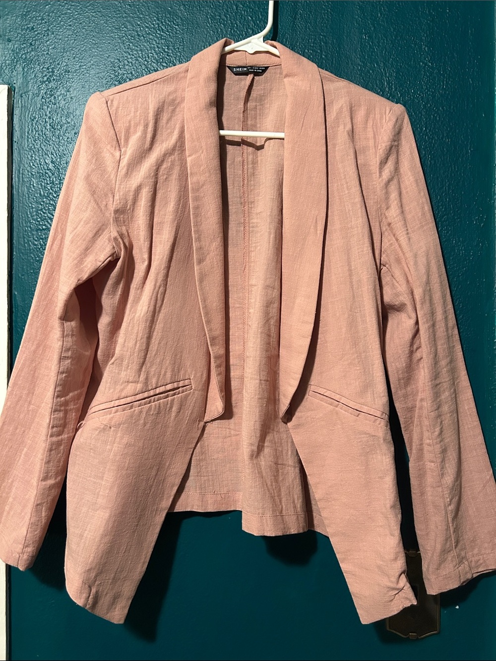 Light Pink Women's Open-Front Blazer Jacket